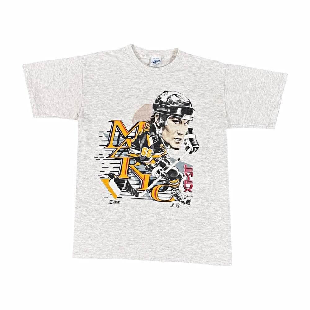 Vintage Mario Lemieux Pittsburgh Penguins 90s Faded Shirt Size M NHL Hockey